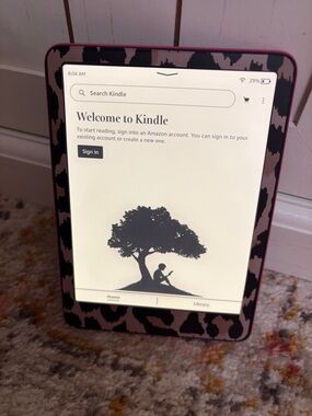 E-Reader with Pink and Black Leopard Case